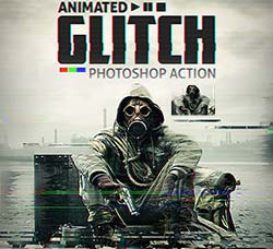 极品PS动作－信号干扰(GIF动画)：Animated Glitch - Photoshop Action